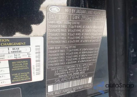 2015 Land Rover Range Rover Sport 3.0L V6 Supercharged Hse from USA, damaged, VIN SALWR2VFXFA613604